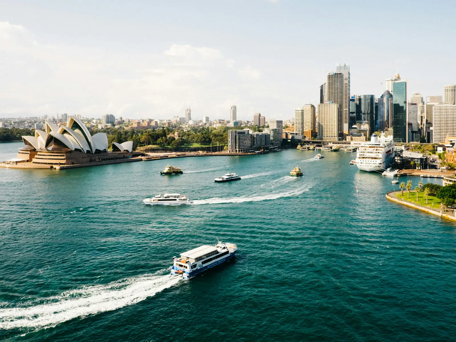 Sydney harbour and city skyline on a clear day